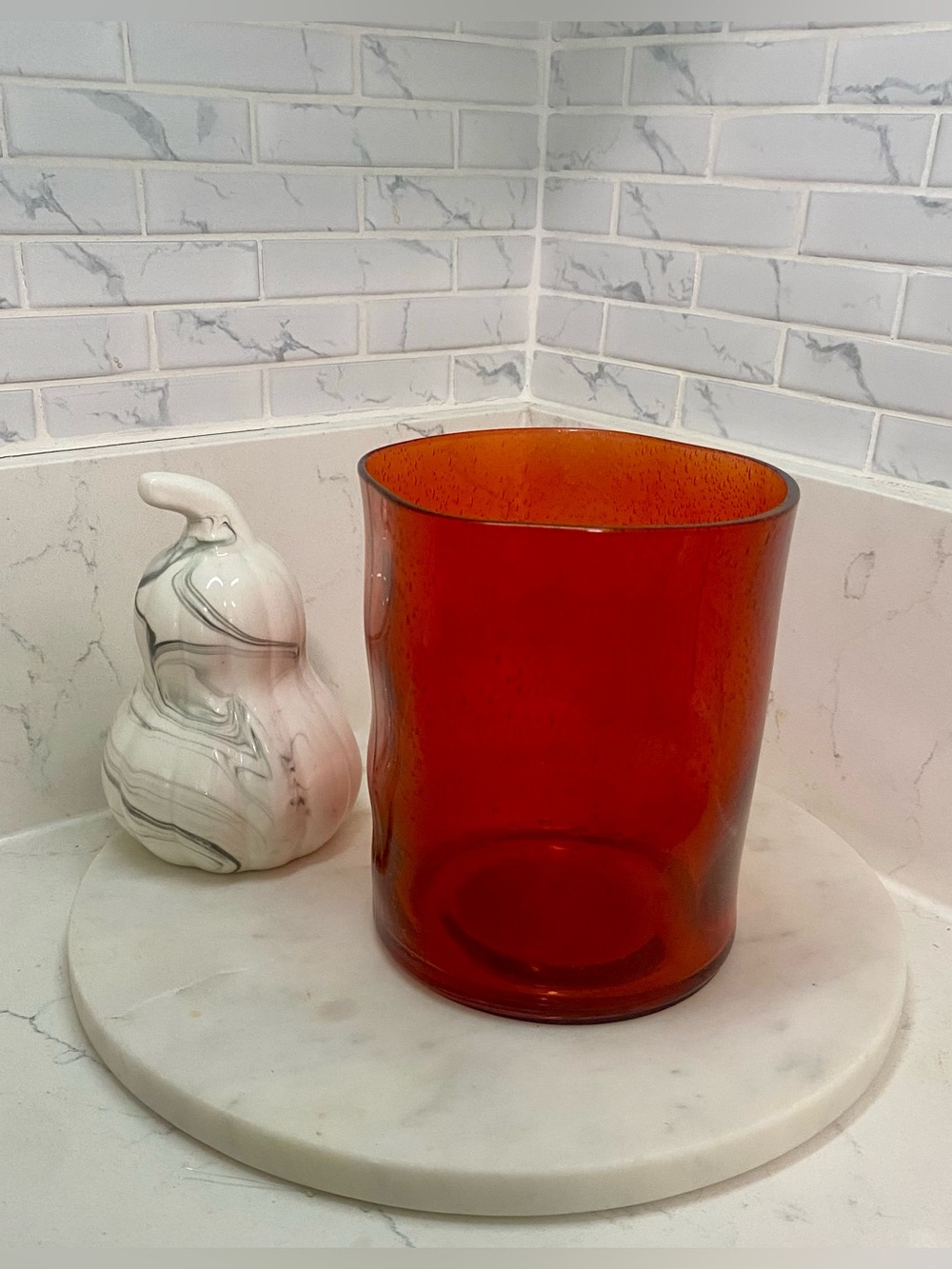 Amber Glass Hurricane Candle Holder